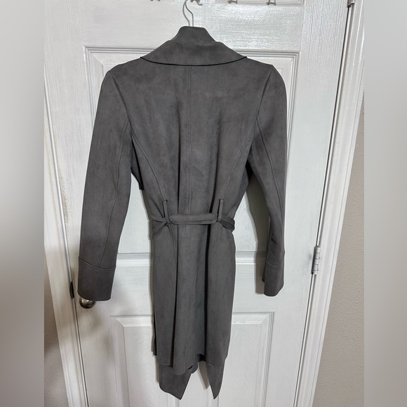NY&Co New York and Co grey suede like jacket coat cardigan trench - Picture 2 of 4